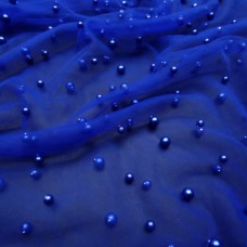 Ткань Сетка с жемчугом (электрик)